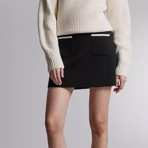 Paris Atelier‎ & Other Stories M Thick Knit Mini Skirt with Pockets Black